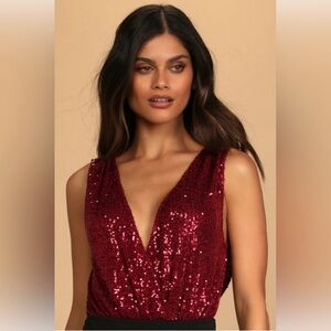 Evening of Wonder Sequin Cowl Back Bodysuit